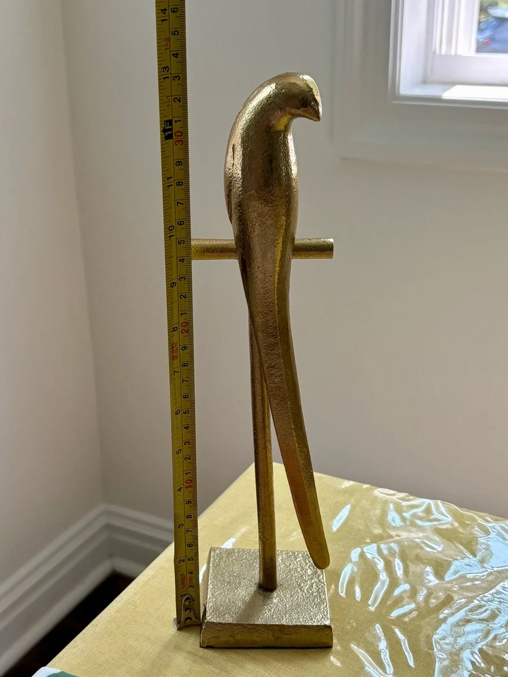 Gold Parrot Figure on Stand